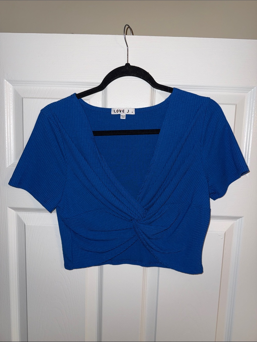 love J Royal Blue Twist-Front Crop Top